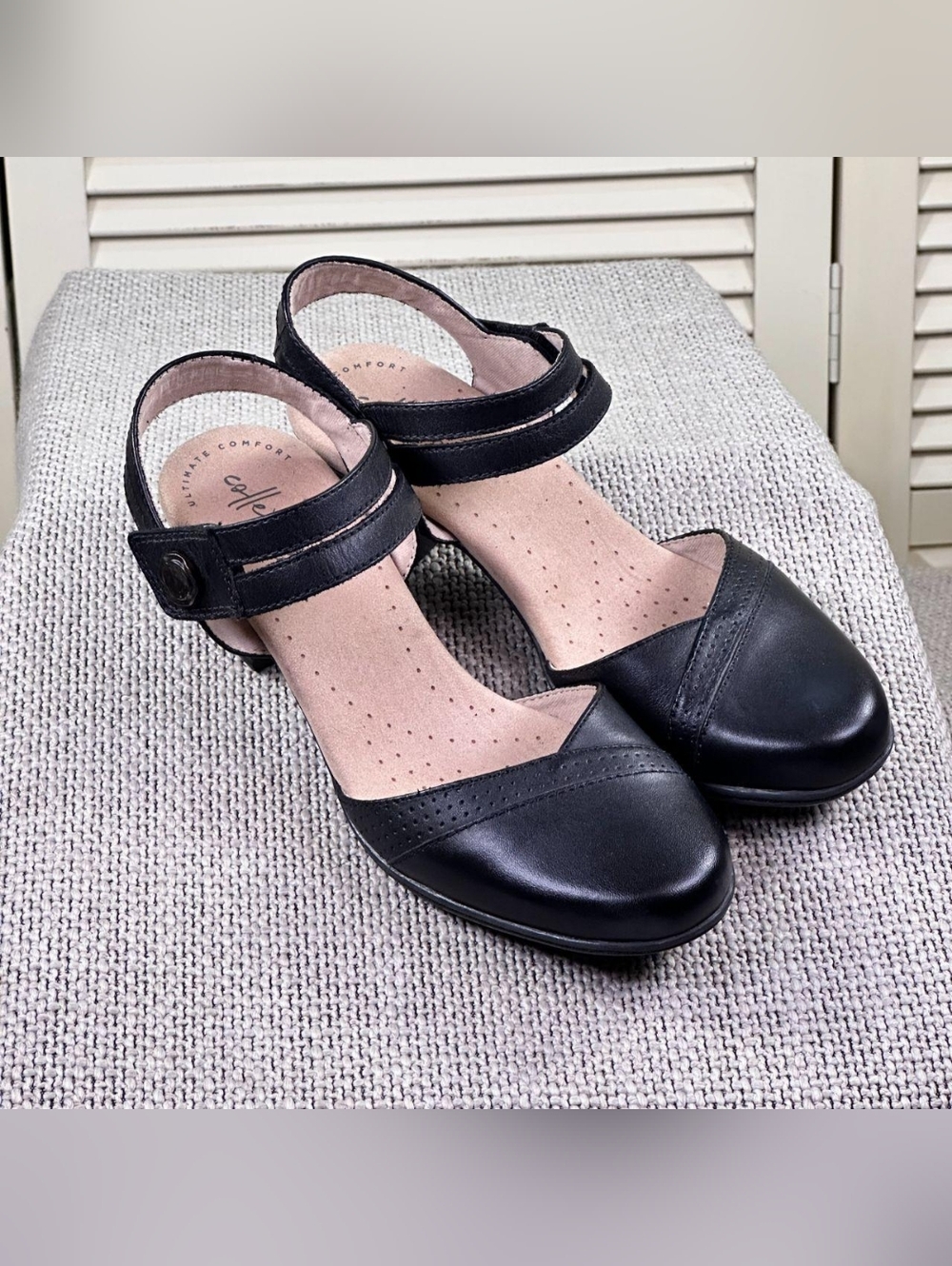 Clarks Valerie Rally Black Ankle Strap Comfort Mary Jane Sandals